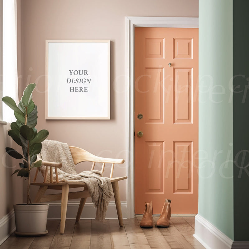 entryway Colorful Frame Mockup Bundle PSD Bright Modern Interior Room Colourful Wall Art Frames