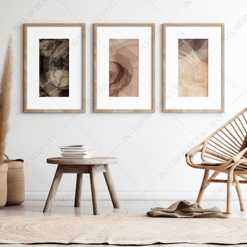 Set of 3 frames PSD mockup for wall art printables 20x30 frame mockup wood