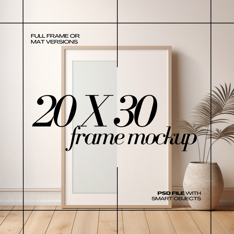 20x30 Leaning Frames Mockup PSD Wooden Frame