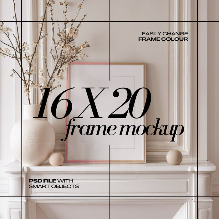 16x20 Frame Mockup PSD Coquette Room