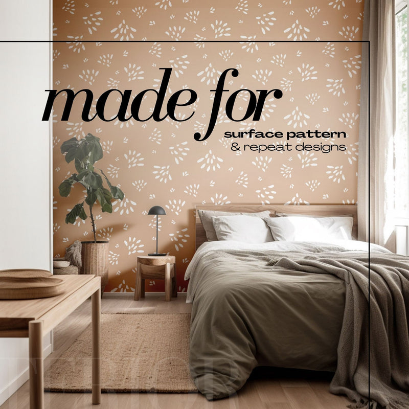 PSD Bedroom Wallpaper Mockup Procreate compatible Mock up Japandi Interior Room for Surface Pattern