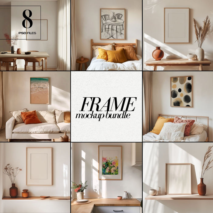 PSD Frame Mockup Bundle - Wooden Frames