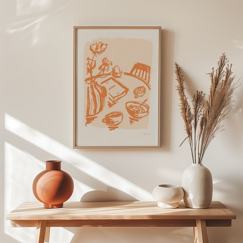 Morning Routine - Orange - Art Print