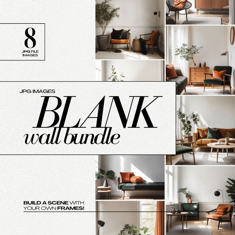 Mid Century Mockup JPG Interior Bundle Blank Wall Stock Image