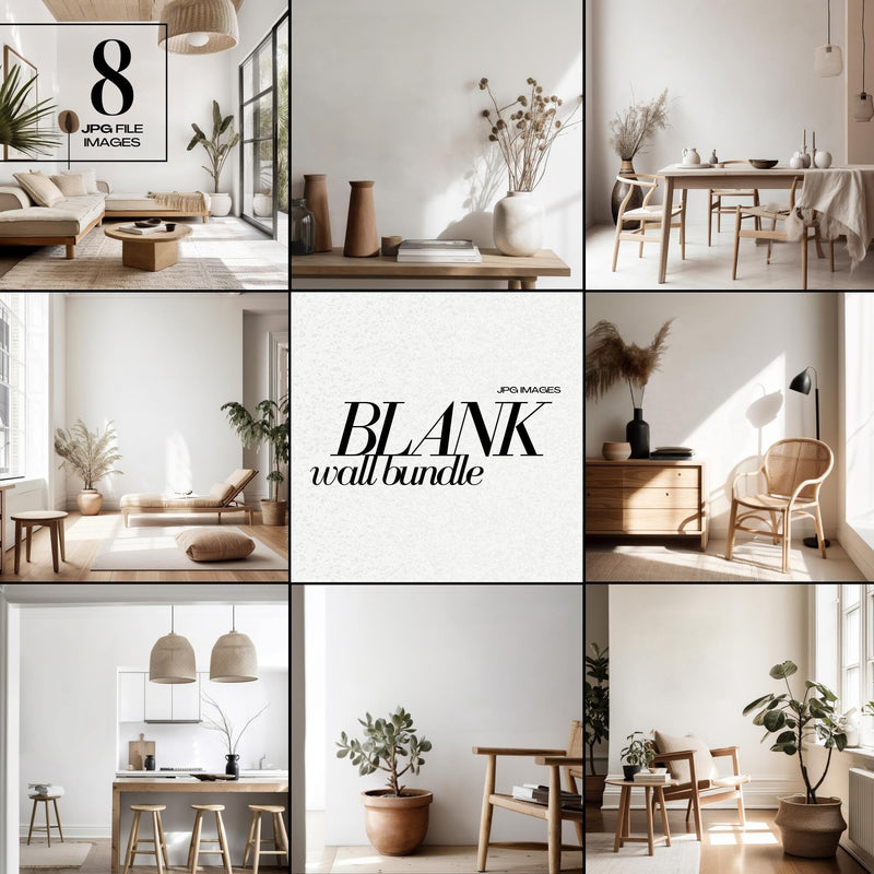 Boho Mockup Bundle Interior Blank Wall Stock Image