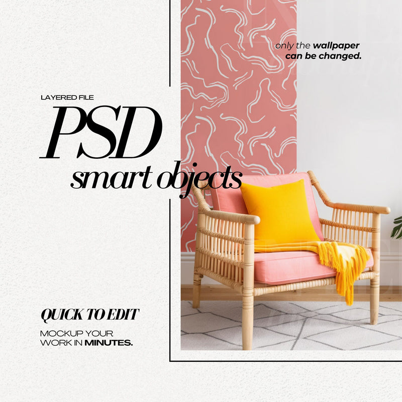 PSD Wallpaper Mockup - Colorful Interior