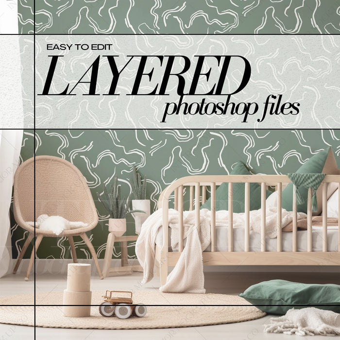 PSD Nursery Wallpaper Mockup - Kids Room Procreate Mock Up