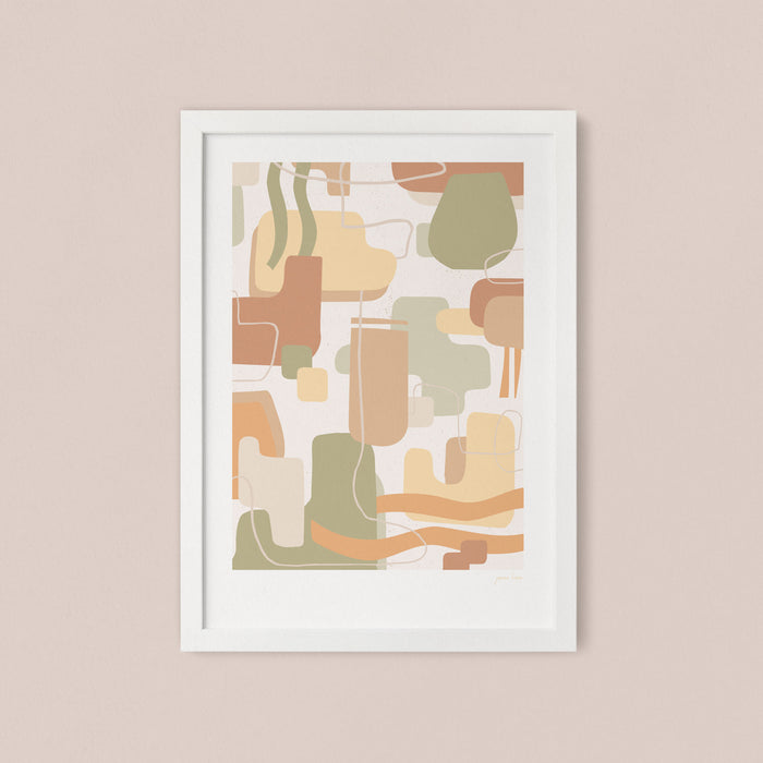 peach yellow green tone geometric nz art print